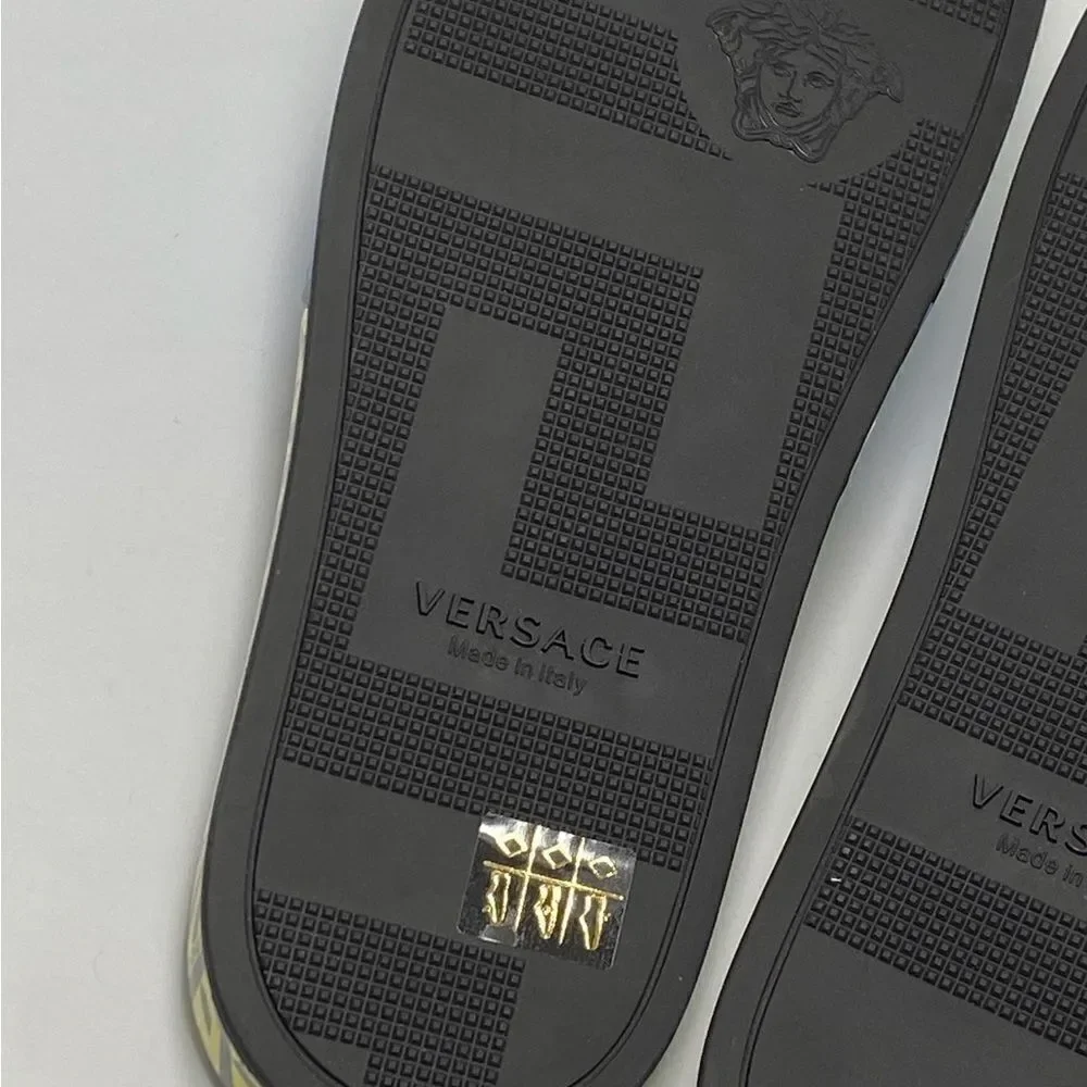 Versace Greca Monogram Flap Sandals size 43/ us size 10